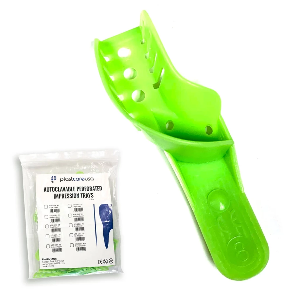 plastcareusa autoklavierbare Abformlöffel, #8 Oberer Rechts Unterer Links, Grün, 12/Beutel