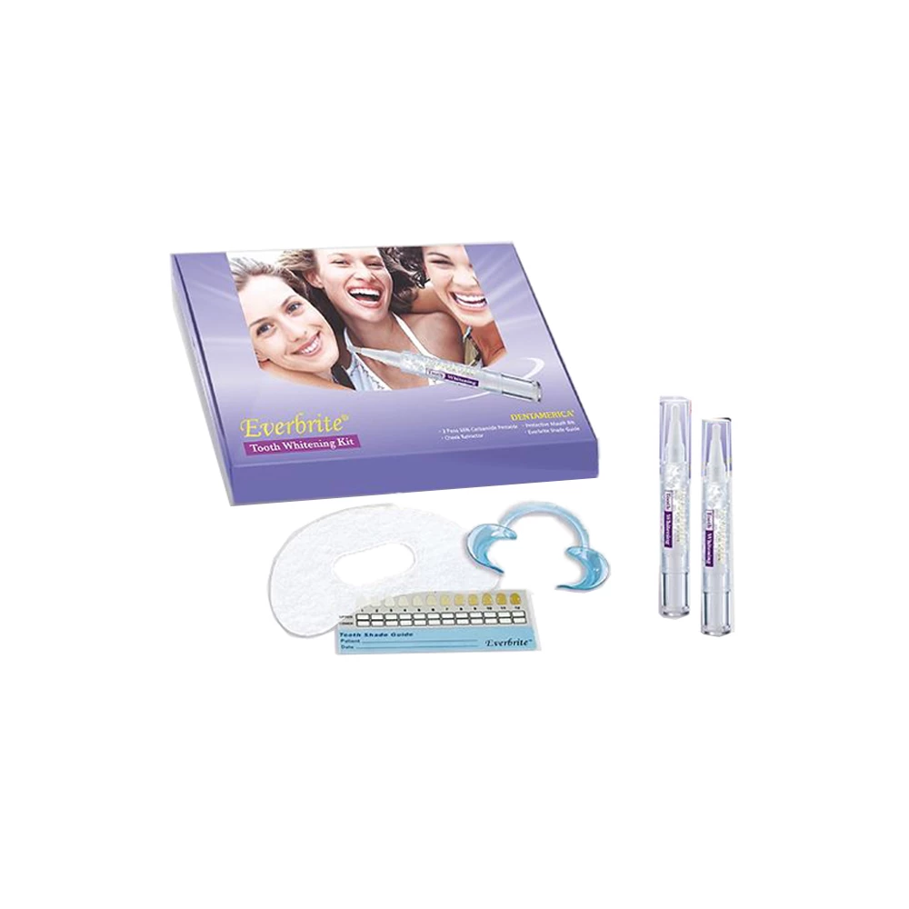 Everbrite Tooth Whitening Kit - 2 x 4 mL Pen Mouth Bib Shade Guide Cheek Retractor