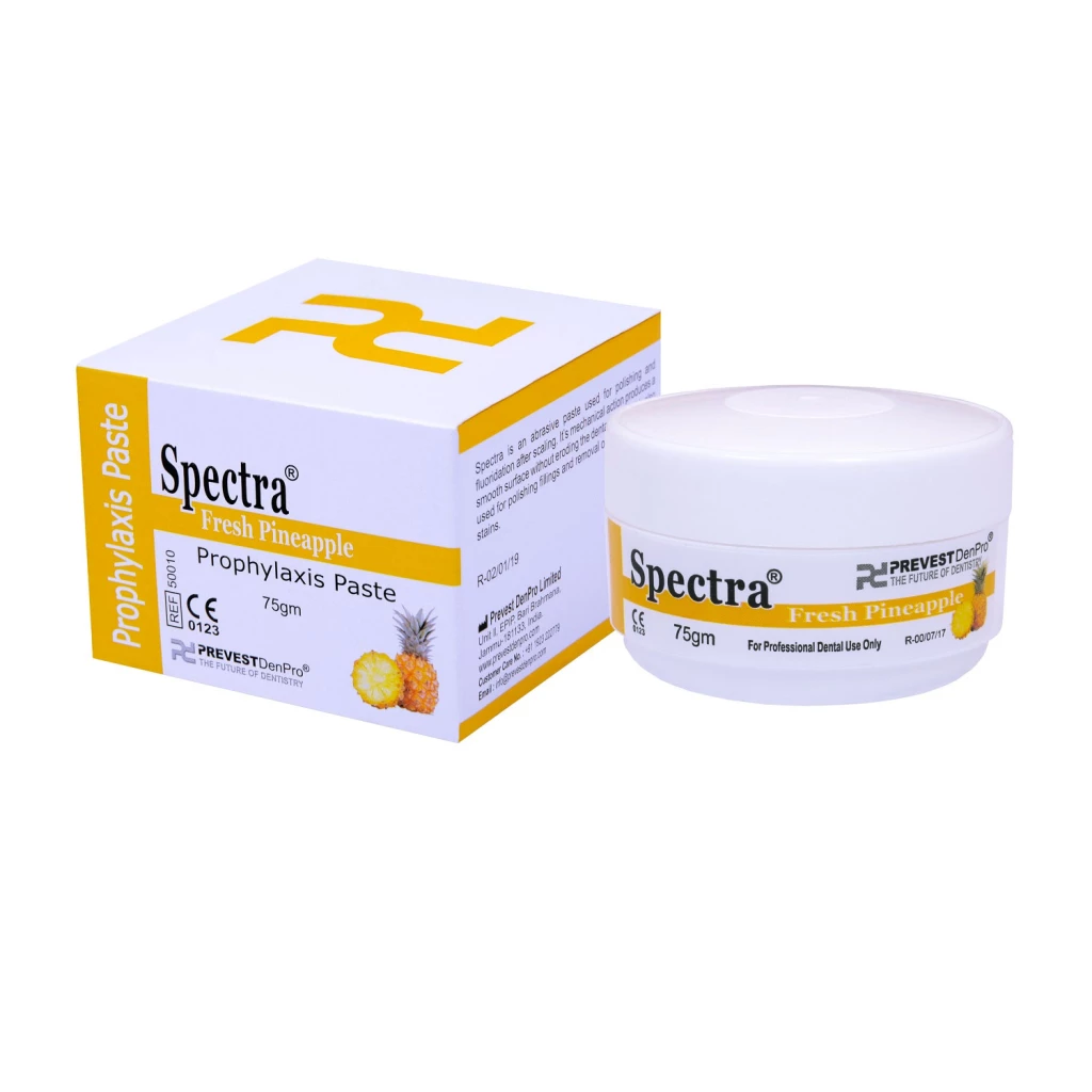 Pasta de profilaxis Spectra con flúor, fina, piña fresca, tarro de 75 g.