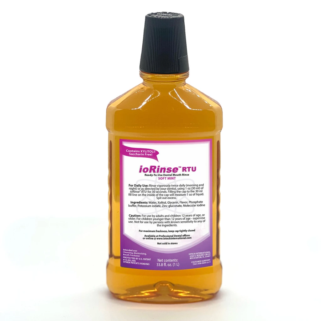 ioRinse RTU Ready-To-Use Mouth Rinse, Soft Mint Flavor, 33.8 Oz. (1 L), 12/Case