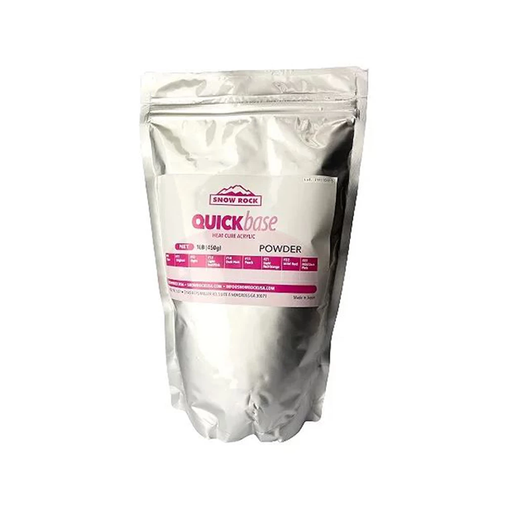 Resina acrílica para dentaduras de curado rápido QUCKbase, 25 lb. Solo en polvo, #12 rosa claro, 1/pqt.