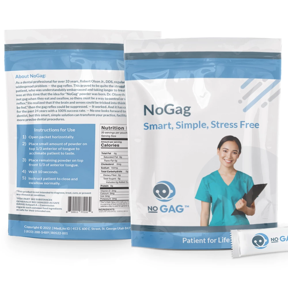 NoGag Powder Based Gag Reflex Desensitizer, Single Serving Packets, Pouch of 20