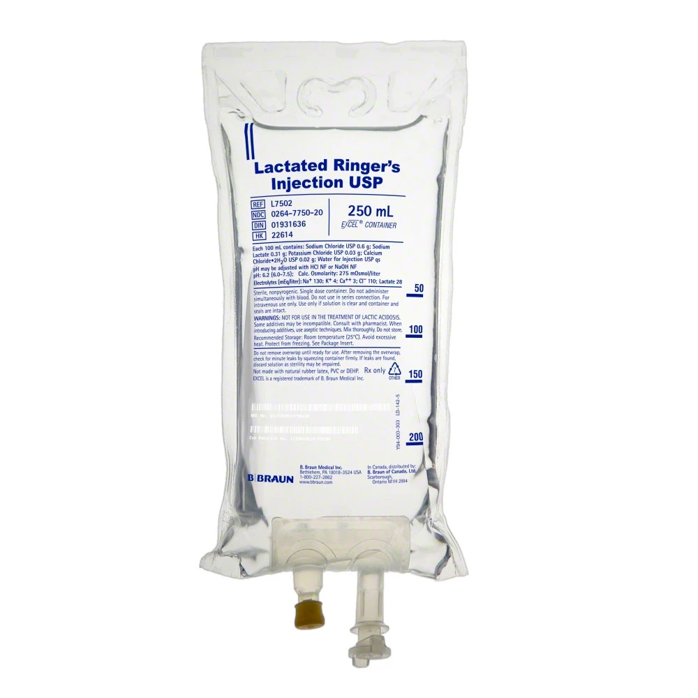 Inyecciones de Ringer Lactato USP de B. Braun, 250 ml