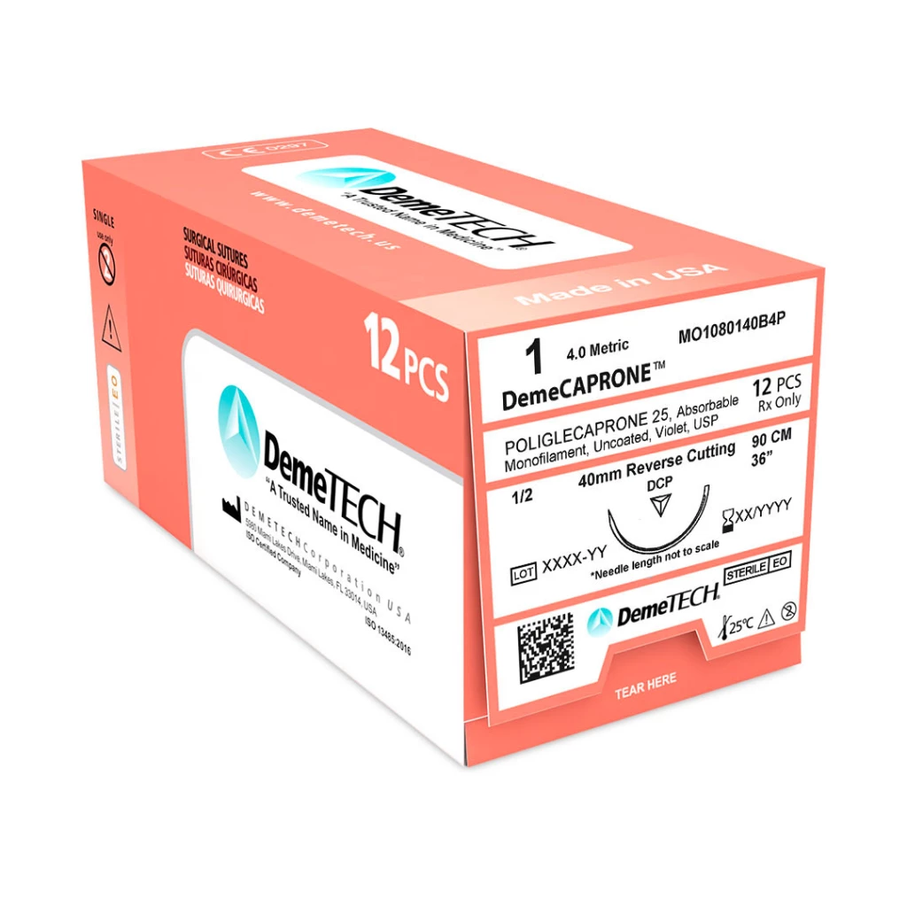 DemeCAPRONE 1 Poliglecaprone 25 Sutura Absorbible, 36", Violeta, 12/Caja
