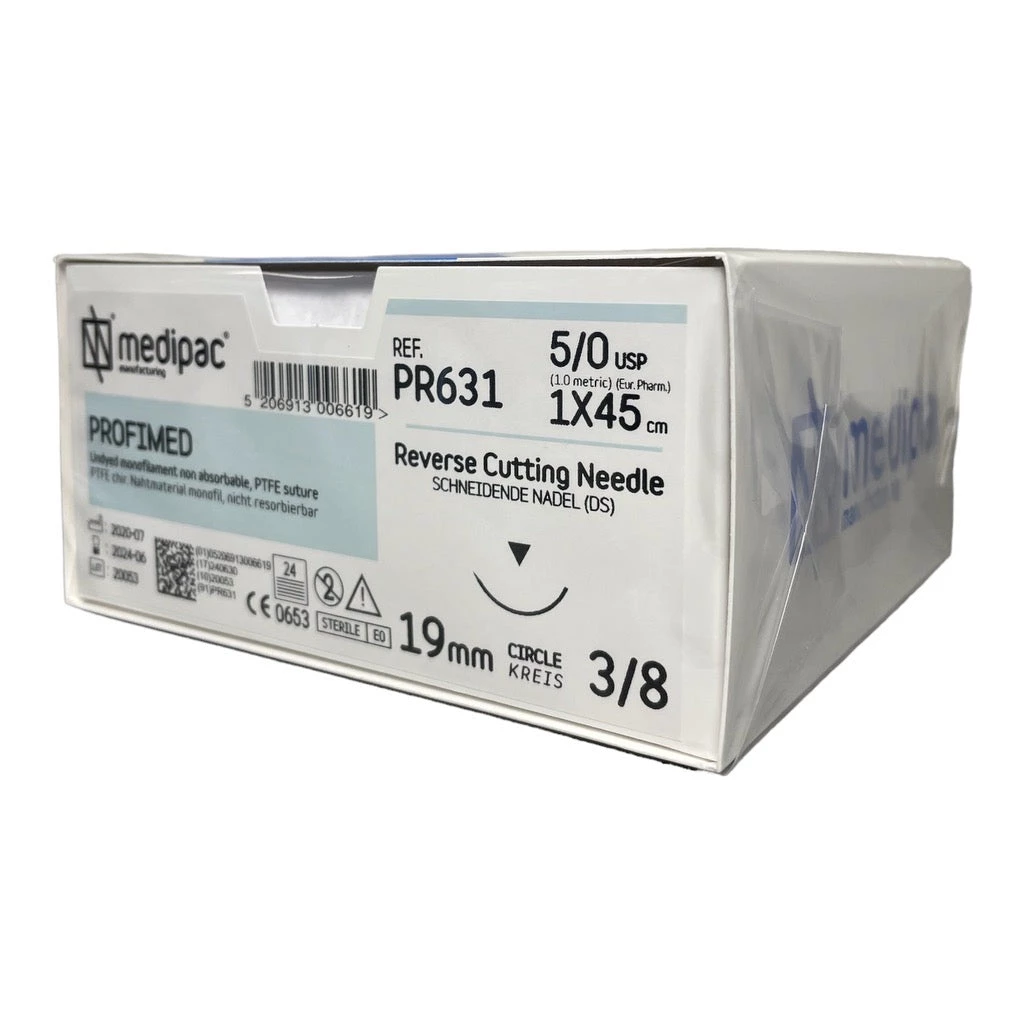 PTFE-Nähfaden, Packung mit 24 Stück - 4/0 - 19 mm Nadel