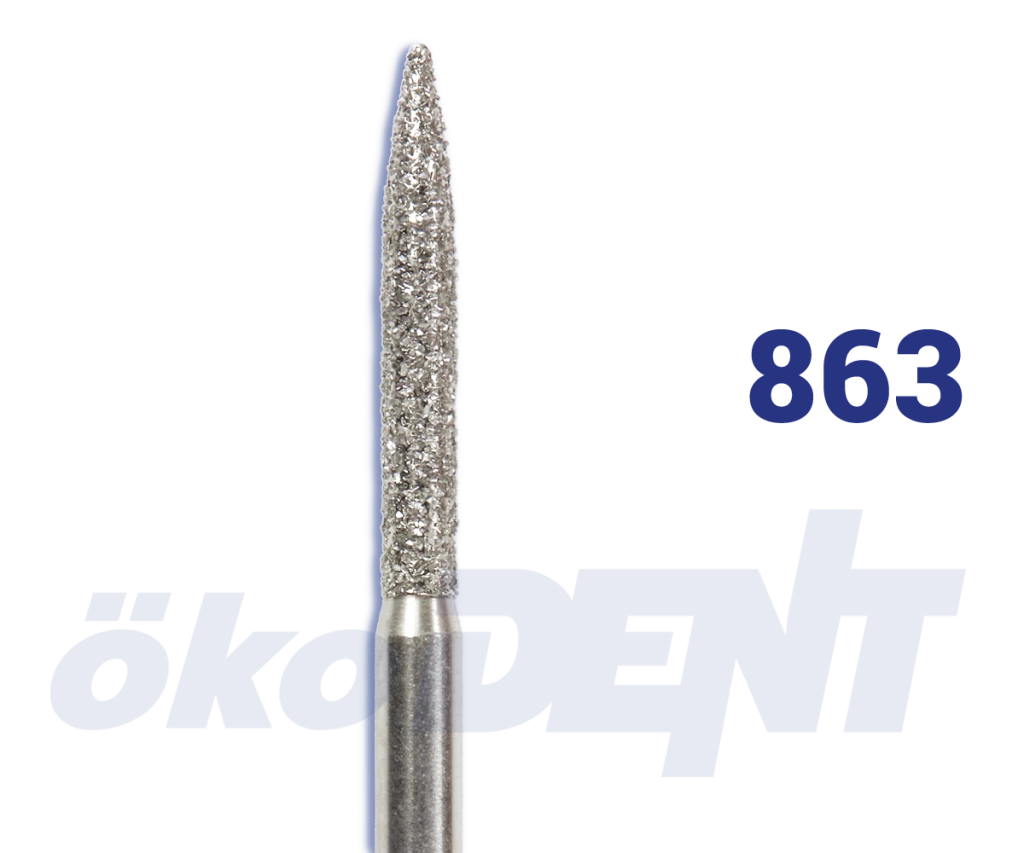 Std-Diamant Fine Burs - Flame, HP Shank, L=10mm, D=1.4mm, 5-Pack