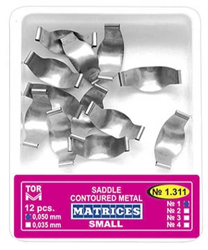 Saddle Contoured Metal Matrices small with enlarged sub-gingival ledge 1.311 (12 pcs.)