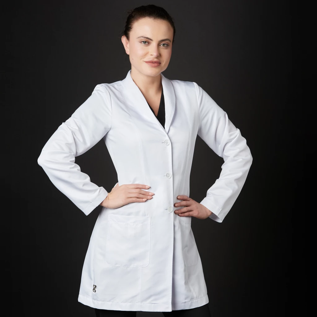 Lab Coat Liunic Women Win Antibacterial (Color: White/Size: L) Lab Coat Liunic Women Win Antibacterial (Color: White/Size: L)