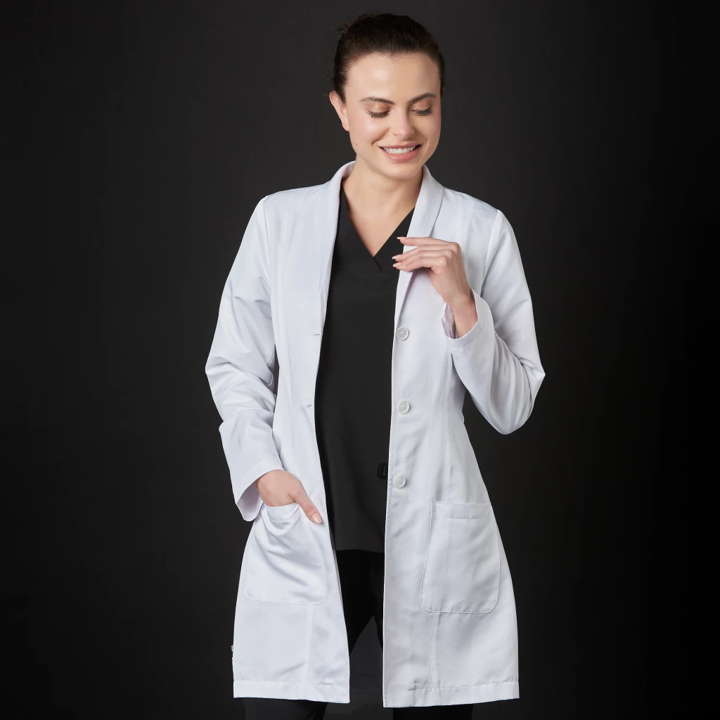Lab Coat Liunic Women Win Antibacterial (Color: White/Size: L) Lab Coat Liunic Women Win Antibacterial (Color: White/Size: L)
