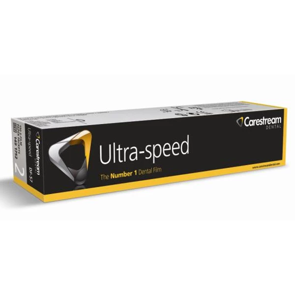 Película radiográfica periapical dental Ultra-speed DF-57 #2 en un paquete de 2 películas Super Poly-Soft.