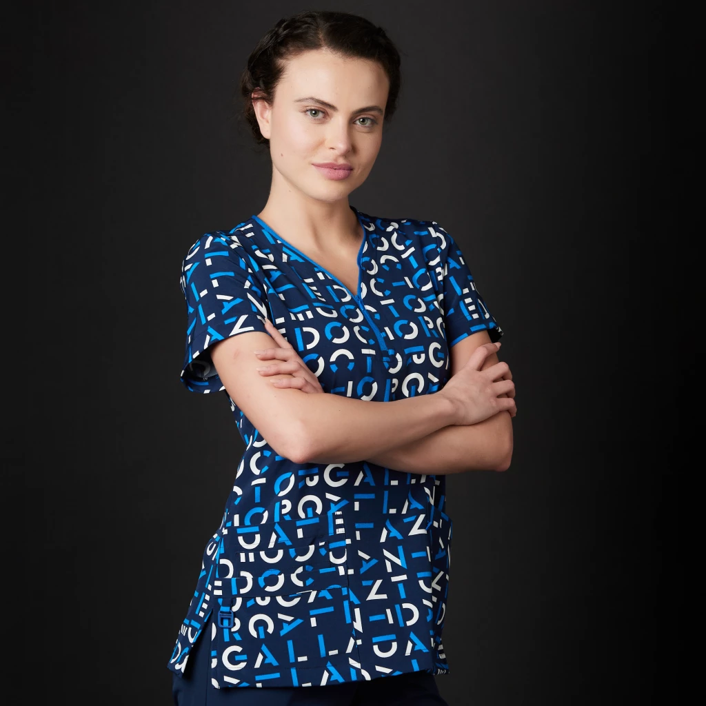 Blusa de enfermera Klee para mujer Bimba Myth (Color: azul marino/Tamaño: XS)