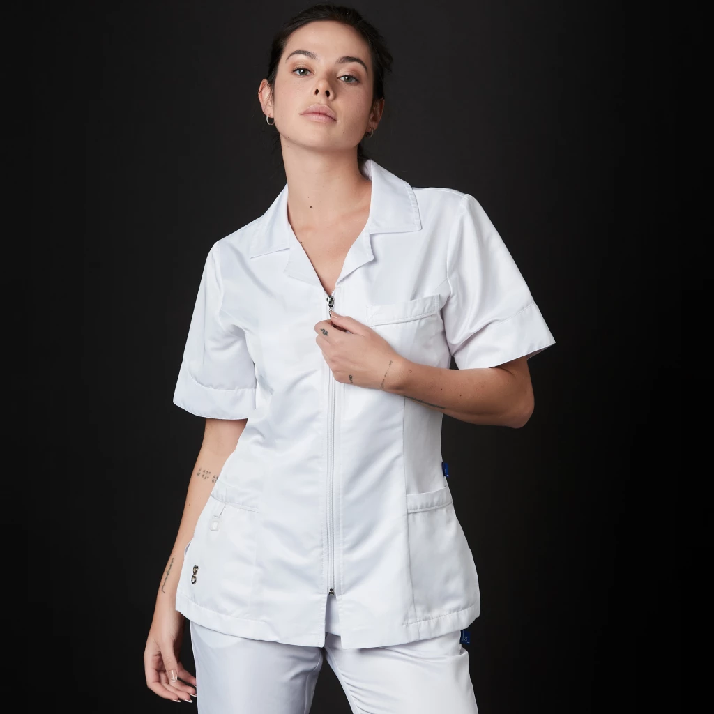 Blusa de cirugía Princesa Win Antibacteriana (Color: Blanco/Tamaño: XL)