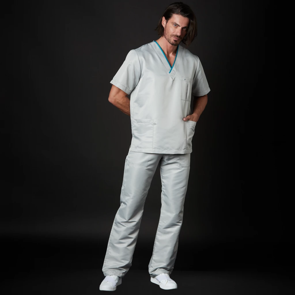 Conjunto de Scrubs Dr. House Hombre Antibacteriano (Color: Plata/Tamaño: XL)