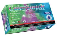 Guante de látex Color Touch: No estéril, ligeramente en polvo, texturizado, codificado por colores.
