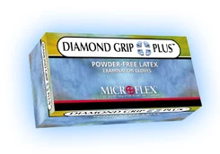 Guantes de látex Diamond Grip Plus: X-PEQUEÑO, sin polvo, texturizados, no estériles.