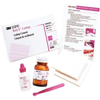 Kit completo de cementación 3M RelyX - Cemento de ionómero de vidrio híbrido, fraguado rápido - 16 g.