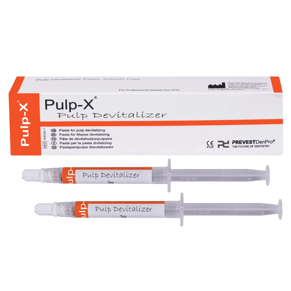 Pulp-X | Devitalización de pulpa | 2 x 3 g jeringas y 10 jeringas de aplicación