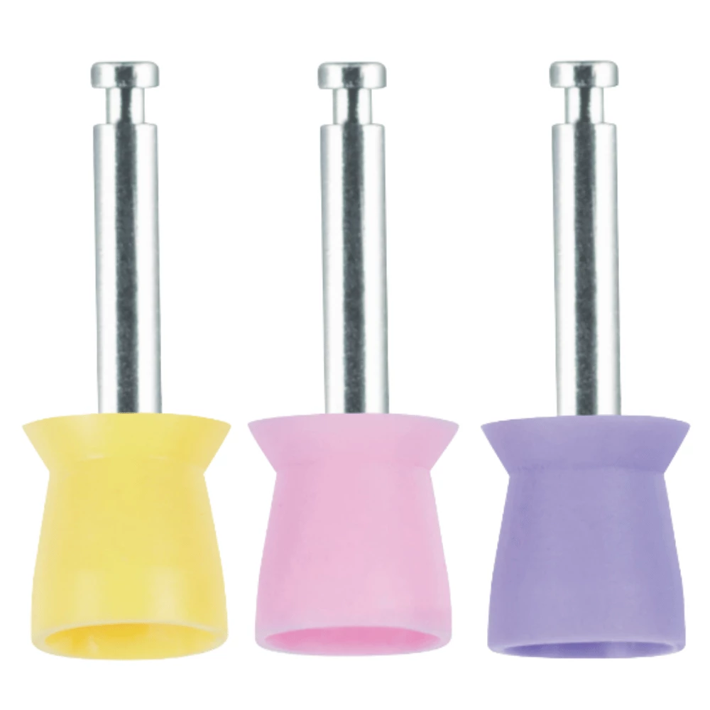 Copa de pulido | Mango CA | Silicona, copa corta | lisa, cruz de hilos | 100 piezas - suave