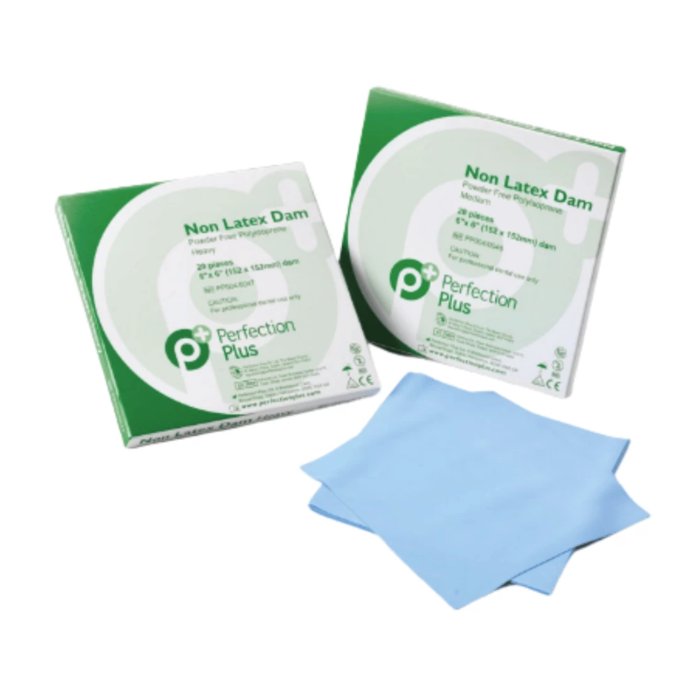 Dique de goma sin látex 152 x 152 mm | 80 piezas, azul, medio/fuerte - Fuerte