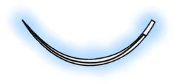 Aguja de sutura quirúrgica Miltex #12, curva 1/2, regular, paquete de 12 agujas.