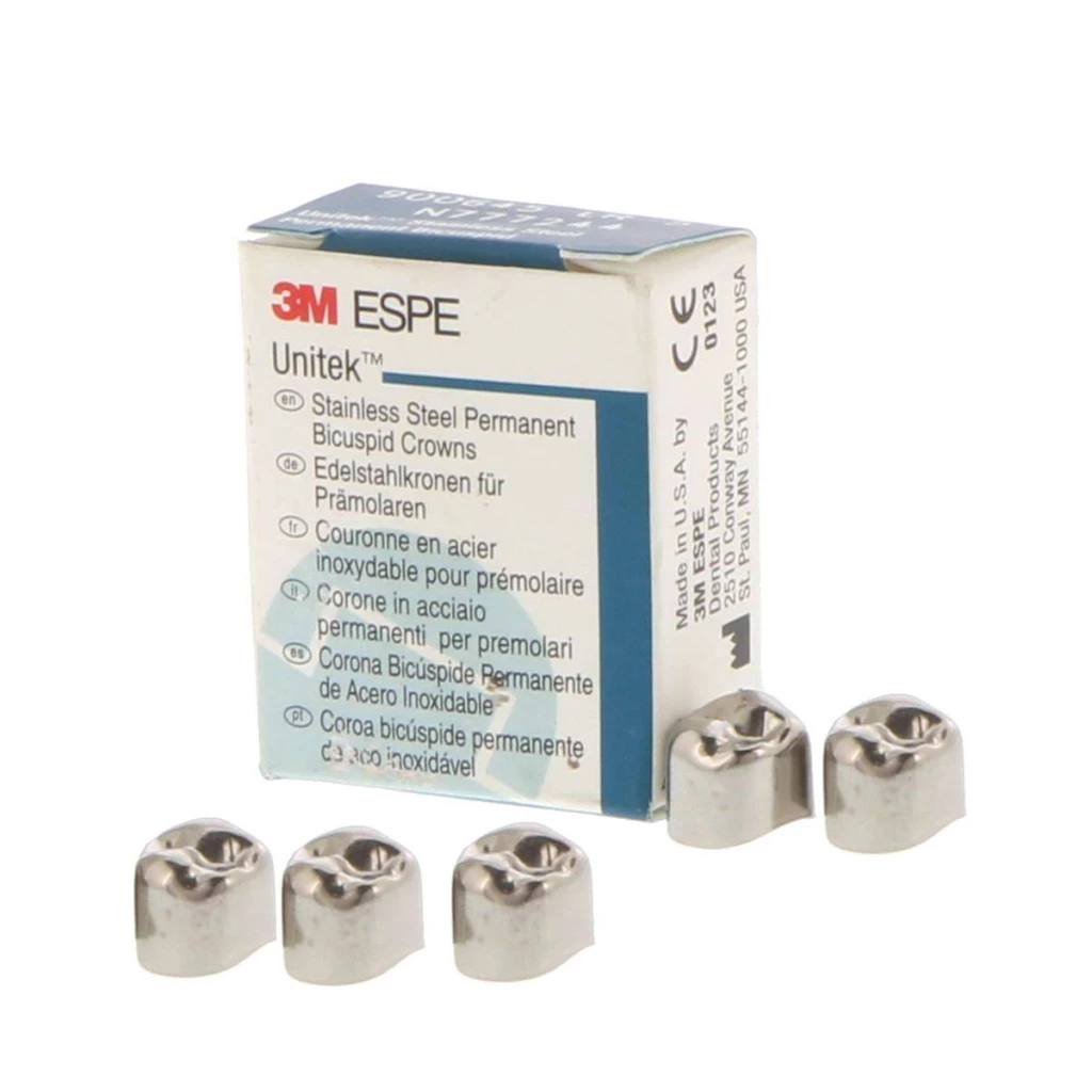 Unitek #6 Corona de Acero Inoxidable para Primer Molar Primario Superior Izquierdo, Caja de 5