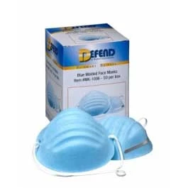 Defend Blue Molded Cone Face Mask, 50/Bx. Level 1. BFE > 99%, PFE > 99%, Fluid