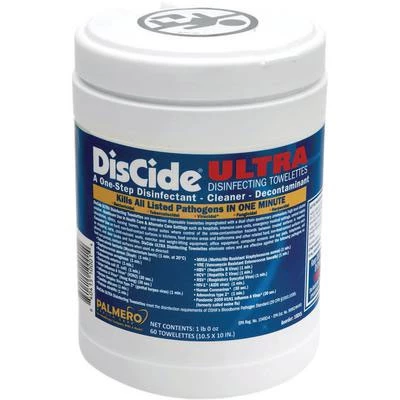 Toallitas desinfectantes DisCide Ultra 10.5" x 10", 60/latas. Grado hospitalario.