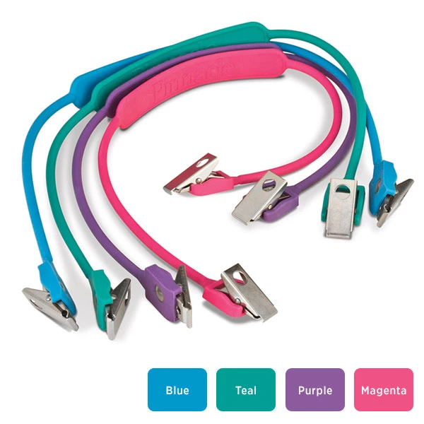 Slip-Nots Flexible Plastic Bib Clips, 15 inch, BLUE 4/Pk. Autoclavable, extra