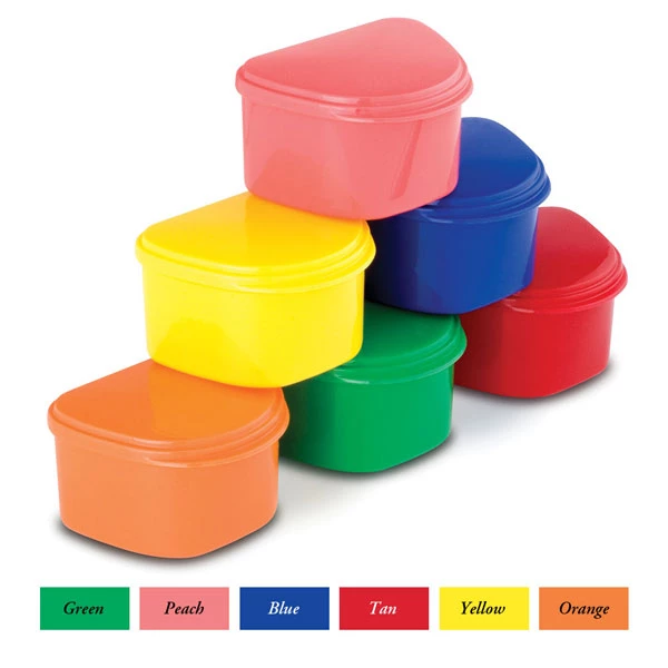 Caja de dentaduras Plasdent - Azul claro 1/unidad. Plástico con tapa abatible, 4" de ancho x 3" de largo x