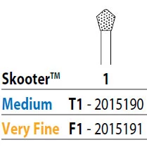Fresa de diamante muy fina en forma de bellota Two Striper Skooter FG 1 (F1), paquete de 5.