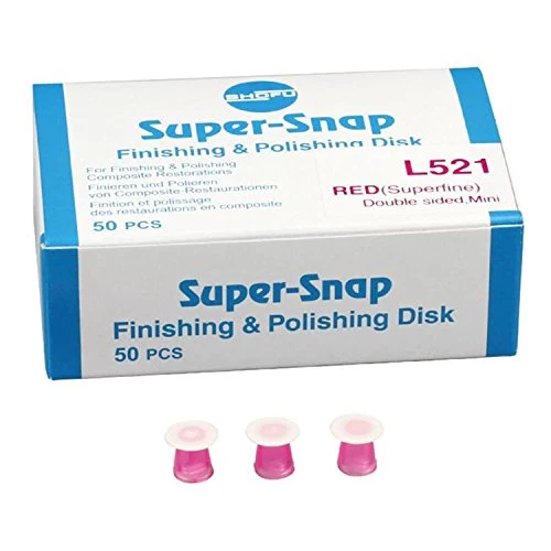 Disco Super-Snap Superpulido (Súper fino) rojo, 50/unidad. Mini disco con lado seguro hacia abajo.
