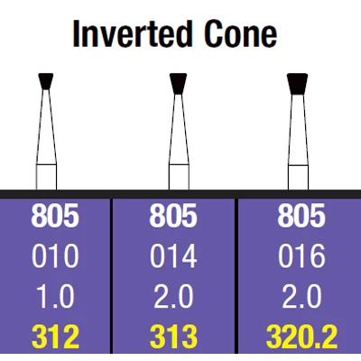 Spring FG #312 inverted cone coarse single-use diamond bur, pack of 25