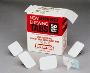 Temrex pestañas para radiografías interdentales, adhesivas. Caja de 550.