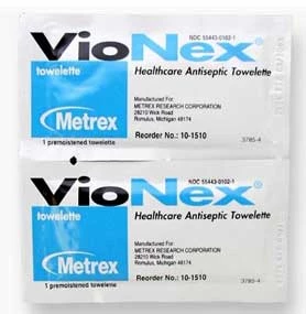 VioNex Antimicrobial Skin Wipes, 5" x 7", Box of 50 Individually Wrapped Wipes