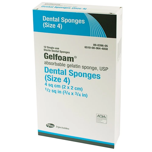 Esponjas Dentárias Absorvíveis GelFoam - Tamanho 4 (2 x 2 cm), Estéreis 12/Pac. Cirúrgico