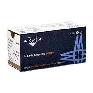 Sutura de intestino 4/0, 27" de gut crómico con aguja C-6 de corte inverso de 19 mm.