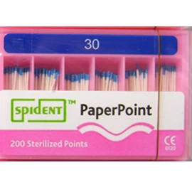 Puntas de papel absorbente Spident Tamaño #30 Estandarizadas ISO, Codificadas por color.