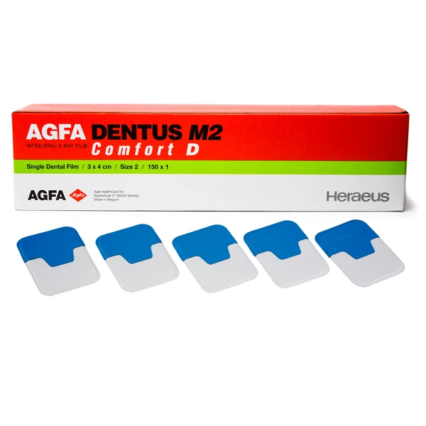 Agfa Dentus M2 Comfort - M2-D1, velocidad D, película de rayos X periapical tamaño #2.