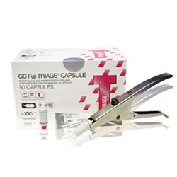 Kit de inicio de cápsulas blancas GC Fuji TRIAGE - Vidrio radiopaco autoadhesivo.