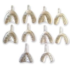 TOL #7 Extra-Small Upper Arch Creme Perforated Plastic Impression Trays, 12/Pk