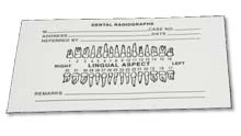 Price Club White, sobres para radiografías. 2.5" x 4.25" impresos con diente.