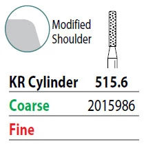Bur de diamante grueso KR cilindro Two Striper FG #515.6, paquete de 5. KR modificado.