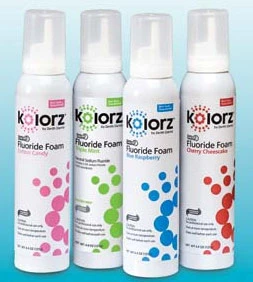Kolorz 60 Sekunden Zuckerwatte-Fluorid-Schaum, APF 1,23%, enthält Xylit.