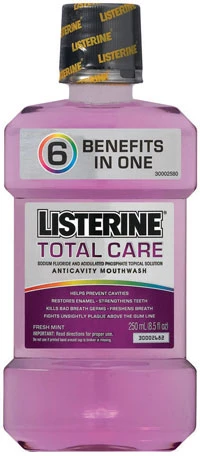 Enjuague bucal Listerine Total Care, 250 ml (8.5 fl oz), caja de 12 botellas.