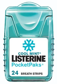 Listerine PocketPak, tiras de aliento sabor menta fresca, 24 unidades.