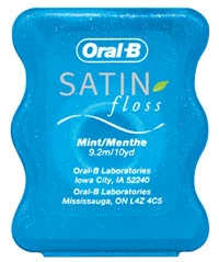 Hilo dental Satin Floss Oral-B, sabor menta. Caja de 144 dispensadores de tamaño de prueba.