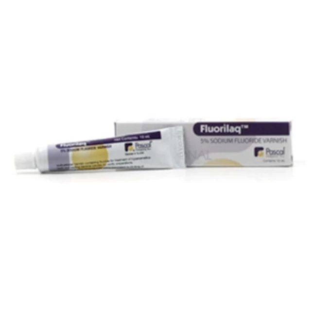 Fluorilaq 5% Varniz de Fluoruro de Sodio, sabor chicle. Tubo único de 10 mL.