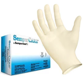 SemperCare Vinylhandschuhe: X-LARGE puderfrei 90/Box. Cremefarbe, nicht steril.