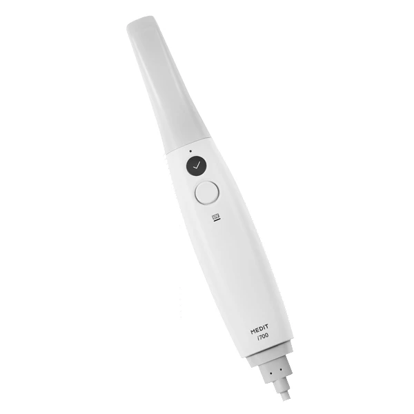 Medit i700 Intraoralscanner mit 180° umkehrbarem Kopf. Pulverlos, präzise.