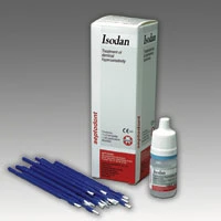 Gel desensibilizante tópico Isodan, botella individual de 5 ml y 20 micro cepillos.